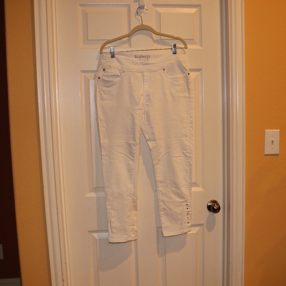Bluberry Denim Crop White Jeans